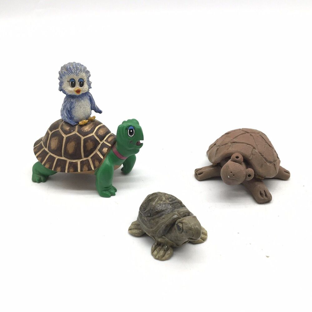 Turtle Figurine Lot Of 3 Handmade Pottery & Polymer Clay Sonshine Promises 7022